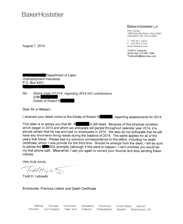 THL letter - why we are not paying these assessments